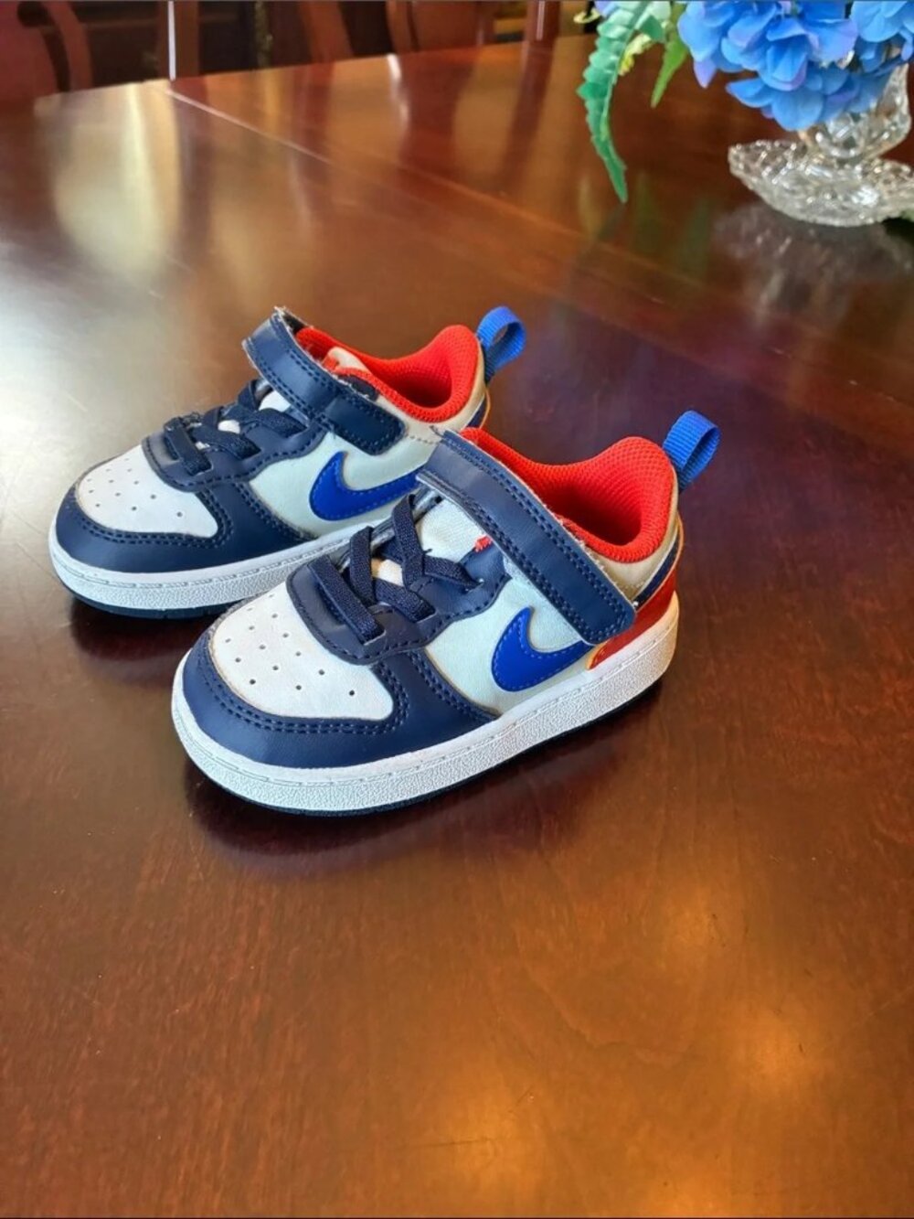Nike Court Borough Low Recraft Toddler Sneakers Navy Orange Size 5.5